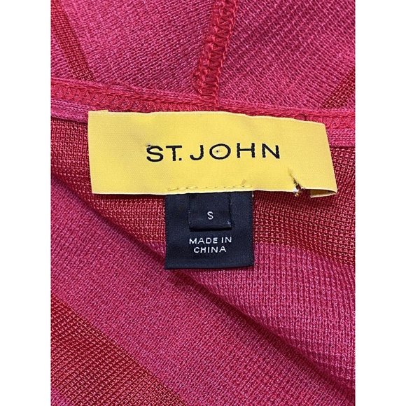 St‎ John Womens Open Front Cardigan Pink Red Size Small Striped Long Sleeve - Picture 7 of 7